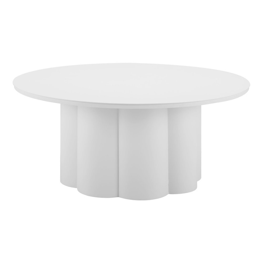 34" White Rounded Aluminum Outdoor Coffee Table HomeRoots