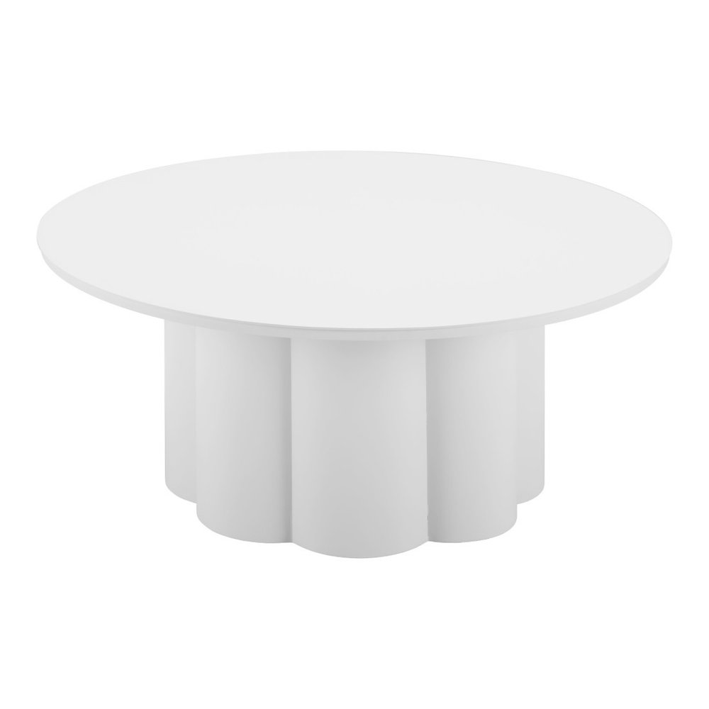34" White Rounded Aluminum Outdoor Coffee Table HomeRoots
