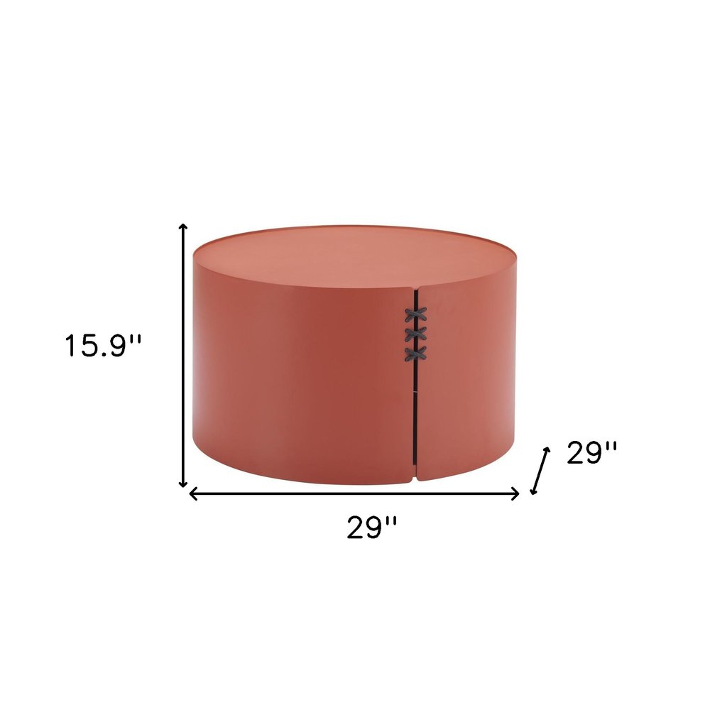 29" Terra Cotta Rounded Aluminum Outdoor Coffee Table HomeRoots