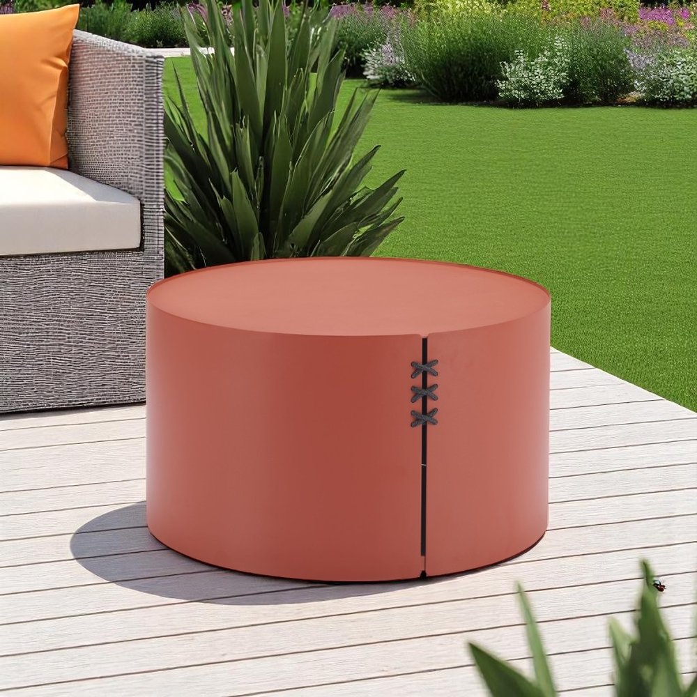29" Terra Cotta Rounded Aluminum Outdoor Coffee Table HomeRoots