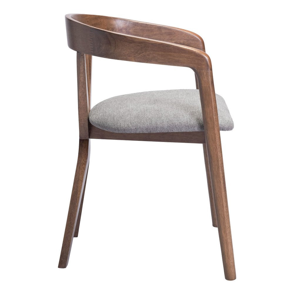 Gray And Walnut Upholstery And Solid Wood Cross Back Dining Arm Chair HomeRoots