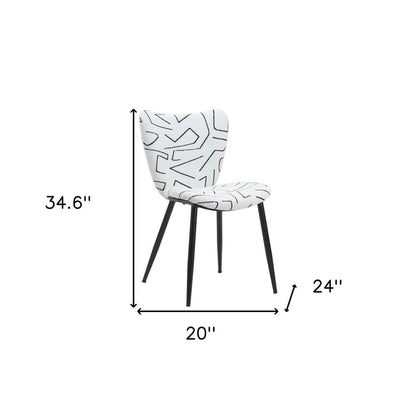 Set of Two White and Black Upholstered Faux Shearling Dining Side Chairs HomeRoots