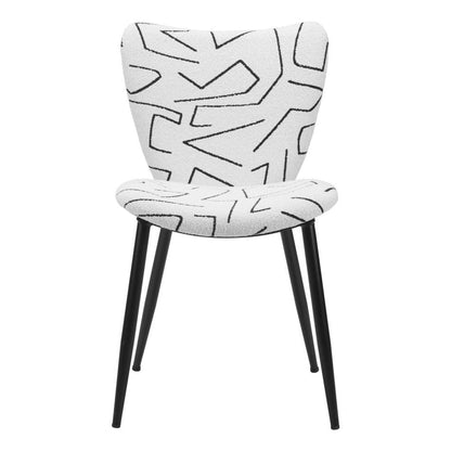 Set of Two White and Black Upholstered Faux Shearling Dining Side Chairs HomeRoots