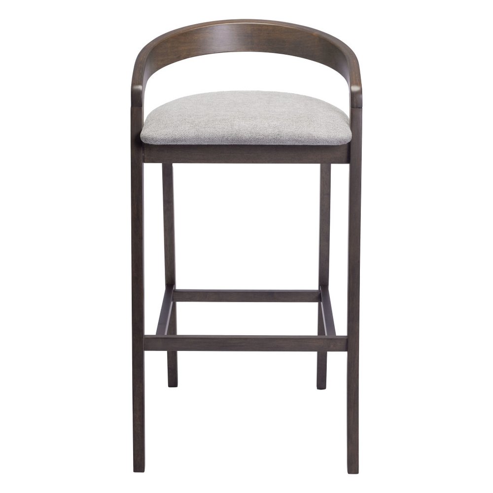 Set of Two 31" Gray And Espresso Fabric And Solid Wood Low Back Bar Height Bar Chairs HomeRoots