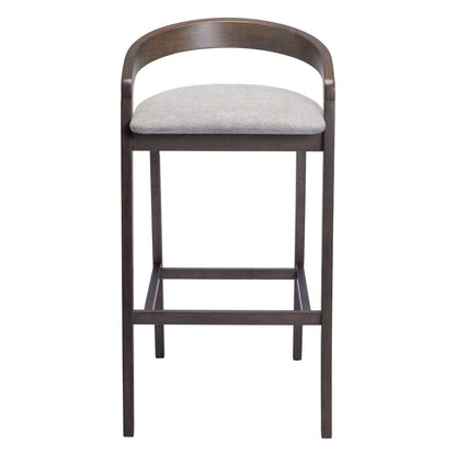 Set of Two 31" Gray And Espresso Fabric And Solid Wood Low Back Bar Height Bar Chairs HomeRoots