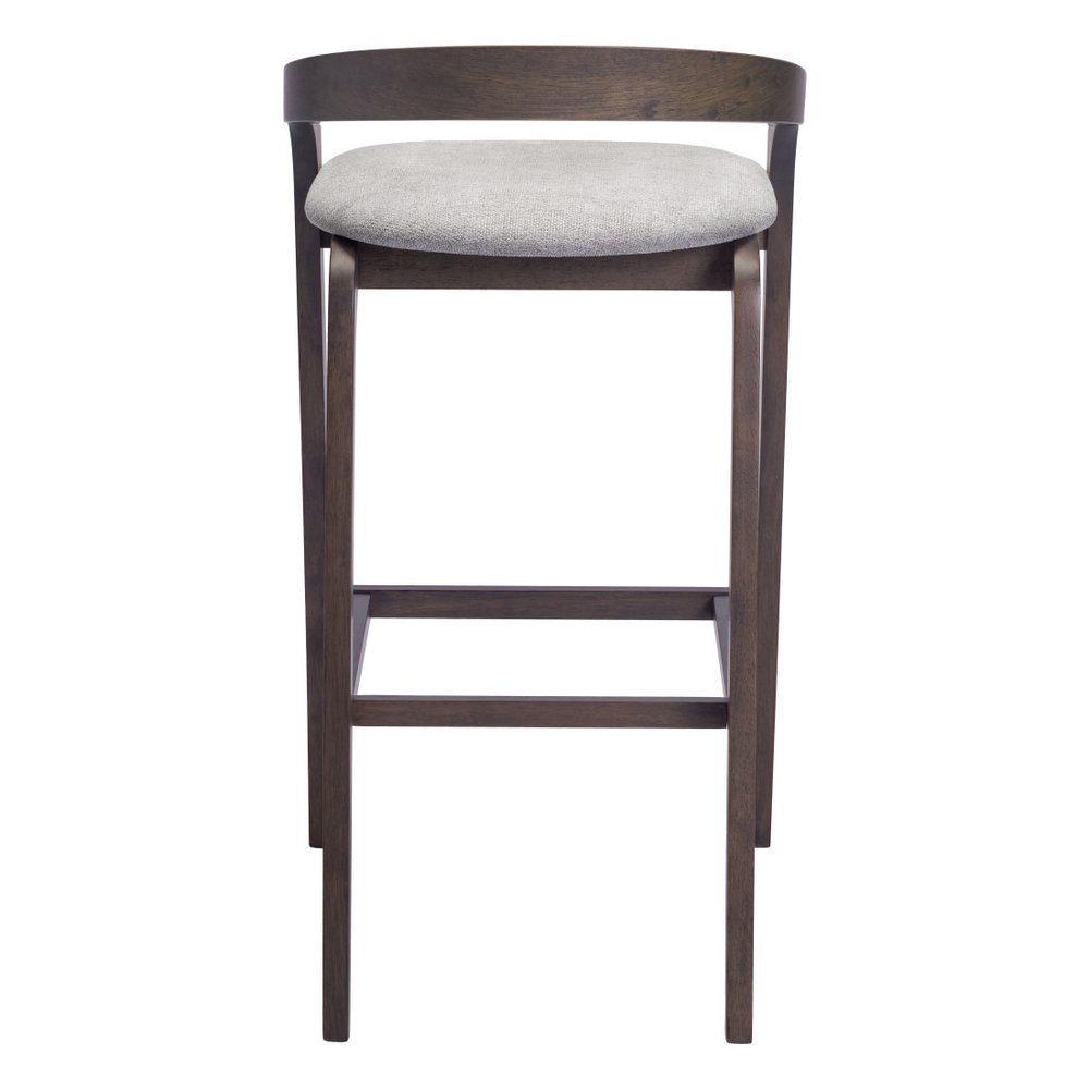Set of Two 31" Gray And Espresso Fabric And Solid Wood Low Back Bar Height Bar Chairs HomeRoots