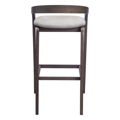 Set of Two 31" Gray And Espresso Fabric And Solid Wood Low Back Bar Height Bar Chairs HomeRoots