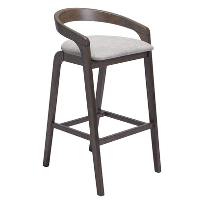 Set of Two 31" Gray And Espresso Fabric And Solid Wood Low Back Bar Height Bar Chairs HomeRoots