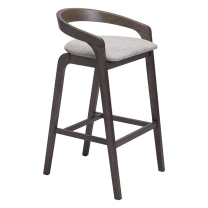 Set of Two 31" Gray And Espresso Fabric And Solid Wood Low Back Bar Height Bar Chairs HomeRoots