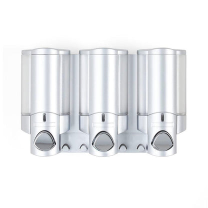 Gray Heavy Duty Plastic Three Chamber Wall Mount Soap Dispenser HomeRoots