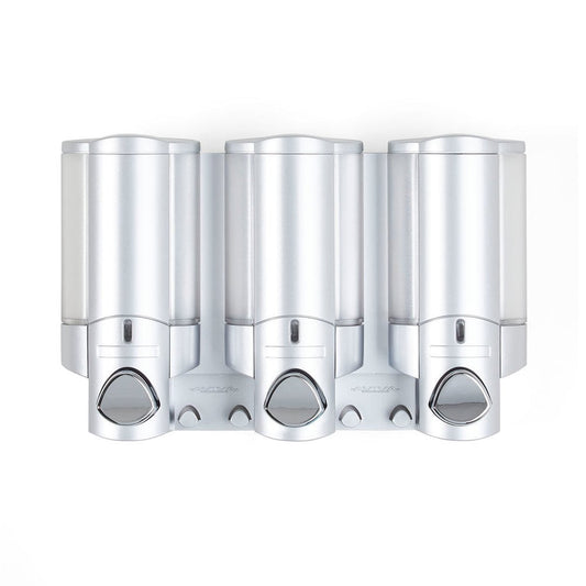 Gray Heavy Duty Plastic Three Chamber Wall Mount Soap Dispenser HomeRoots