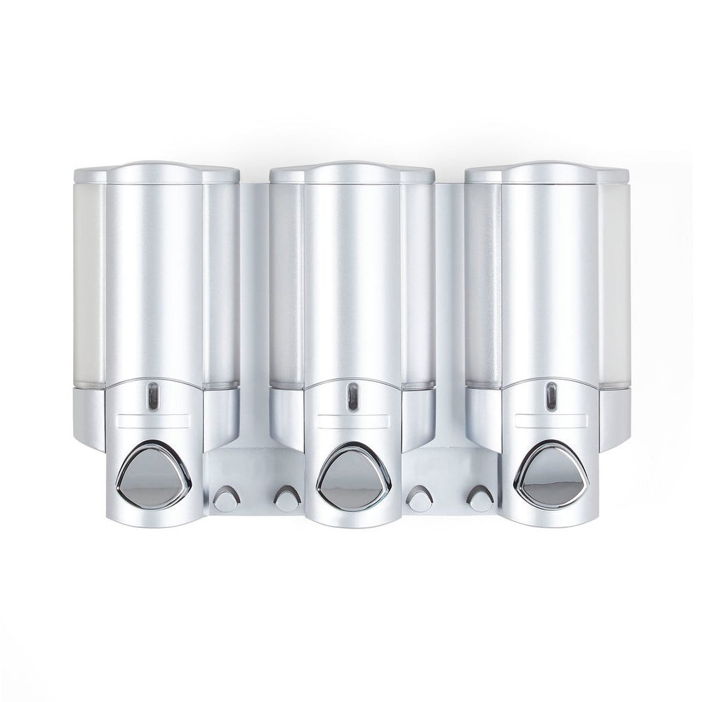 Gray Heavy Duty Plastic Three Chamber Wall Mount Soap Dispenser HomeRoots