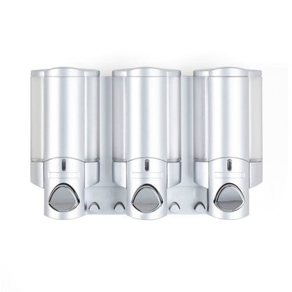 Gray Heavy Duty Plastic Three Chamber Wall Mount Soap Dispenser HomeRoots