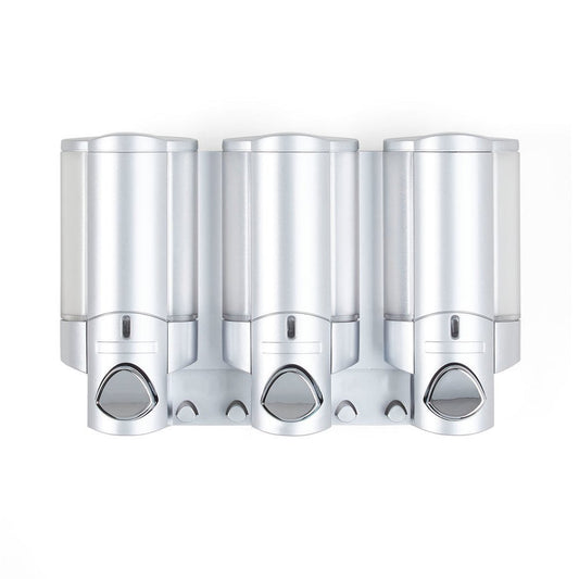 Gray Heavy Duty Plastic Three Chamber Wall Mount Soap Dispenser HomeRoots