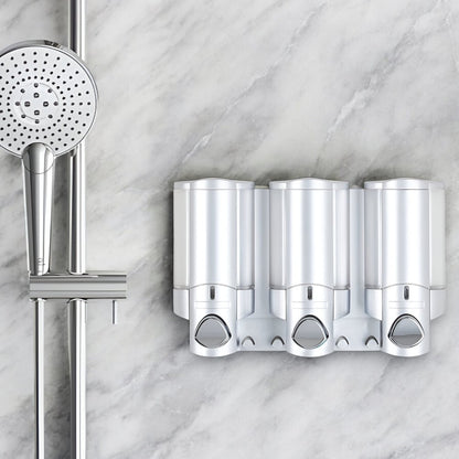 Gray Heavy Duty Plastic Three Chamber Wall Mount Soap Dispenser HomeRoots