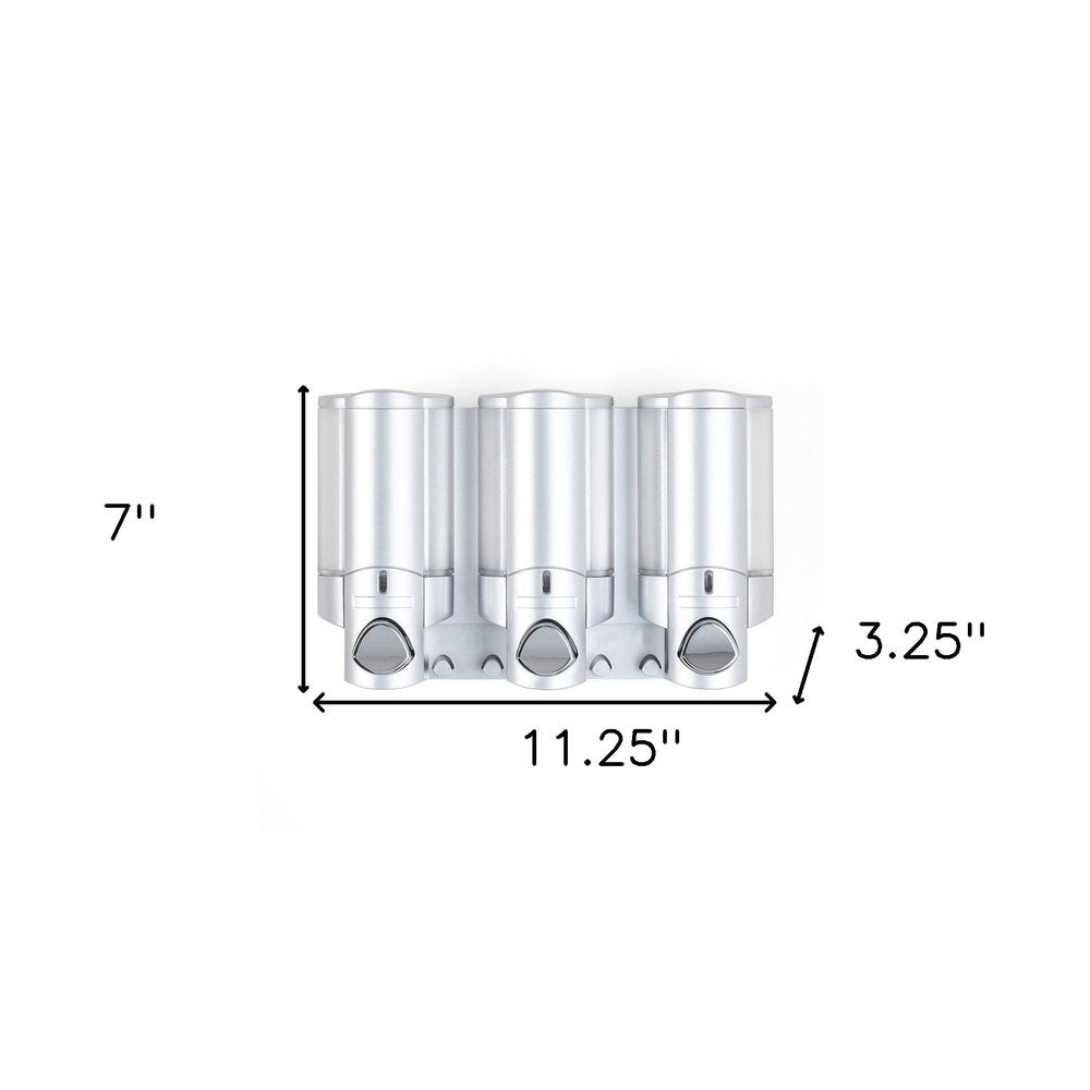 Gray Heavy Duty Plastic Three Chamber Wall Mount Soap Dispenser HomeRoots