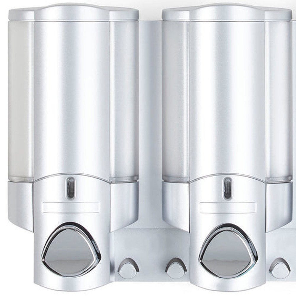 Gray Heavy Duty Plastic Three Chamber Wall Mount Soap Dispenser HomeRoots