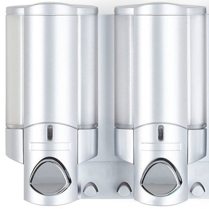 Gray Heavy Duty Plastic Three Chamber Wall Mount Soap Dispenser HomeRoots