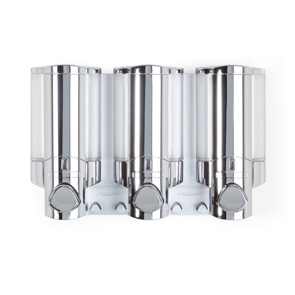 Silver Heavy Duty Plastic Three Chamber Wall Mount Soap Dispenser — view 1