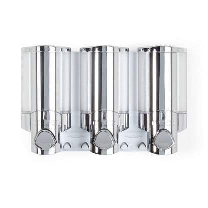 Silver Heavy Duty Plastic Three Chamber Wall Mount Soap Dispenser HomeRoots