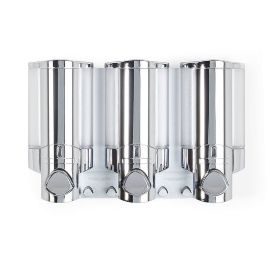 Silver Heavy Duty Plastic Three Chamber Wall Mount Soap Dispenser HomeRoots