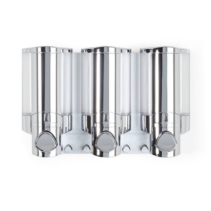 Silver Heavy Duty Plastic Three Chamber Wall Mount Soap Dispenser HomeRoots