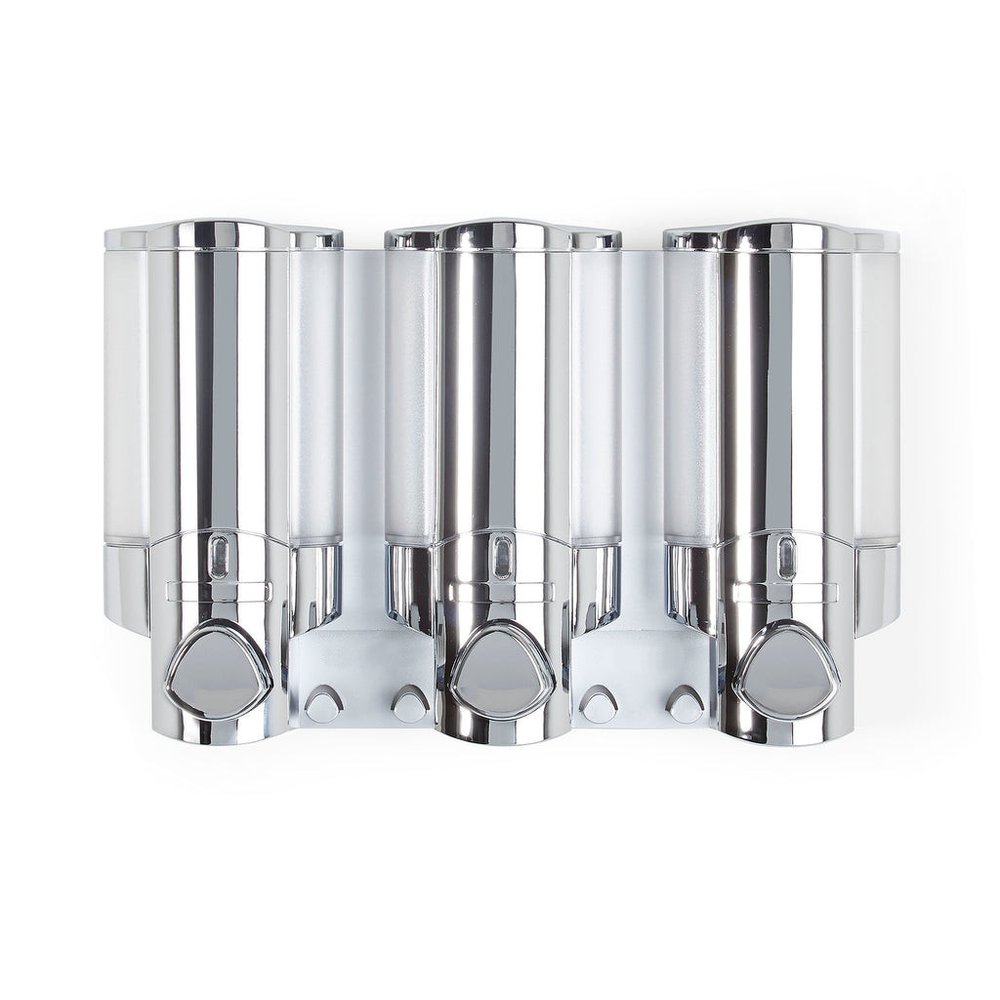 Silver Heavy Duty Plastic Three Chamber Wall Mount Soap Dispenser HomeRoots