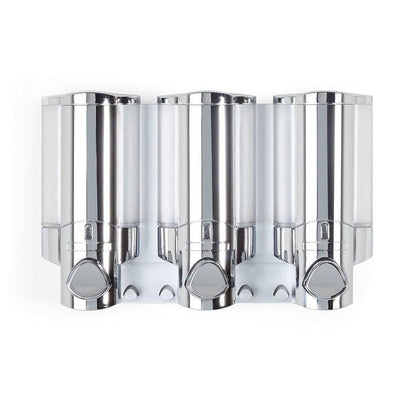 Silver Heavy Duty Plastic Three Chamber Wall Mount Soap Dispenser HomeRoots
