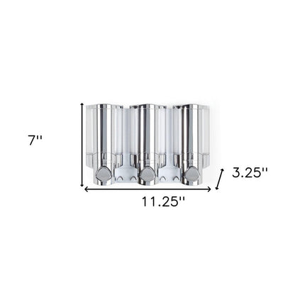 Silver Heavy Duty Plastic Three Chamber Wall Mount Soap Dispenser HomeRoots