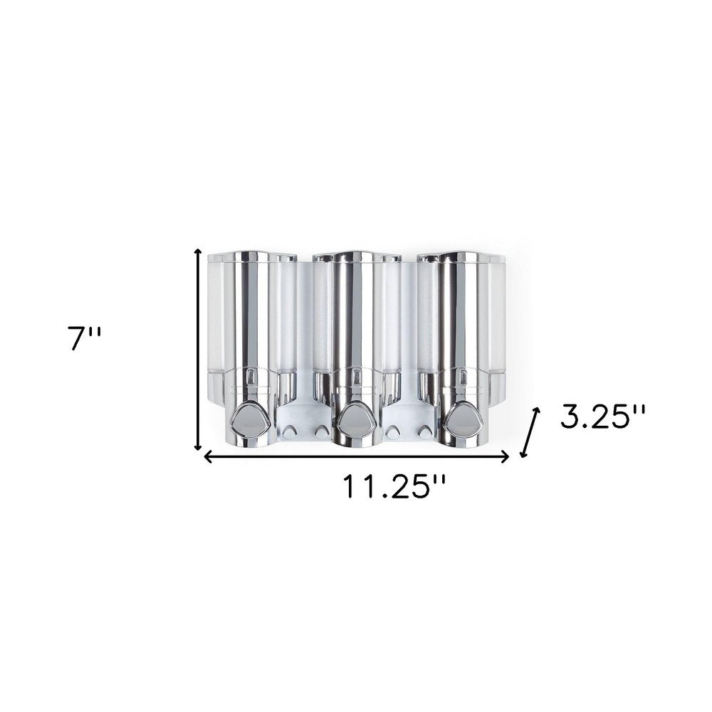 Silver Heavy Duty Plastic Three Chamber Wall Mount Soap Dispenser — view 3