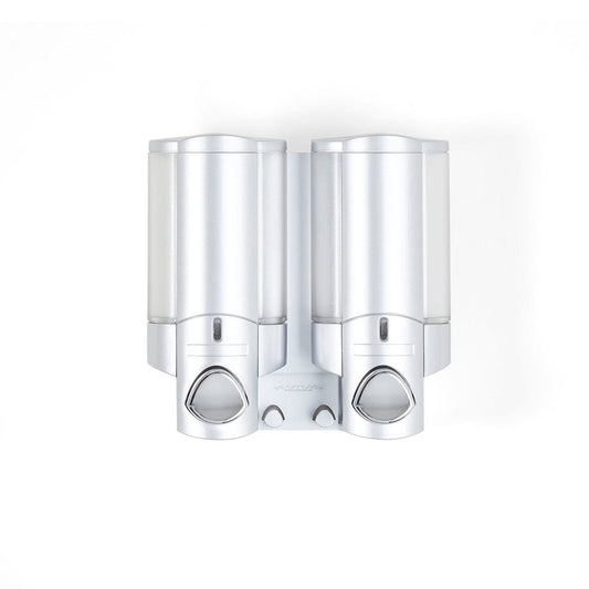 Gray Heavy Duty Plastic Two Chamber Wall Mount Soap Dispenser HomeRoots