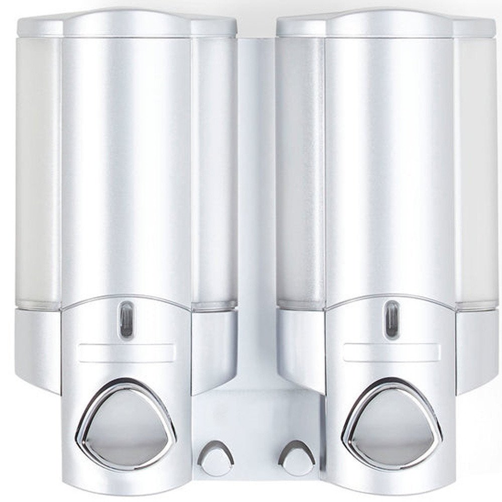 Gray Heavy Duty Plastic Two Chamber Wall Mount Soap Dispenser HomeRoots