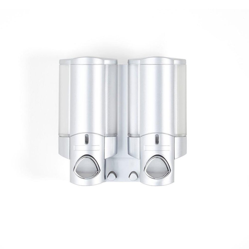 Gray Heavy Duty Plastic Two Chamber Wall Mount Soap Dispenser HomeRoots