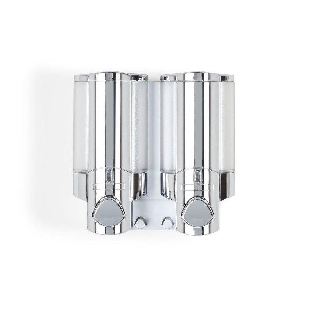 Silver Heavy Duty Plastic Two Chamber Wall Mount Soap Dispenser HomeRoots