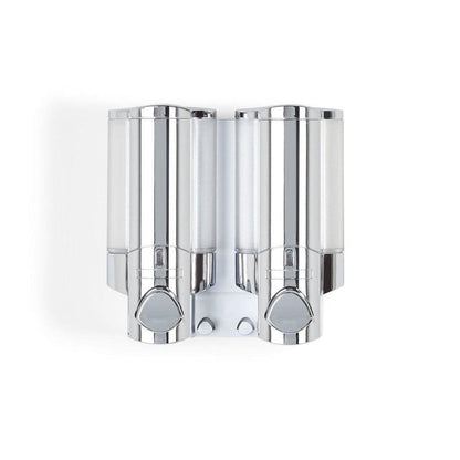 Silver Heavy Duty Plastic Two Chamber Wall Mount Soap Dispenser HomeRoots
