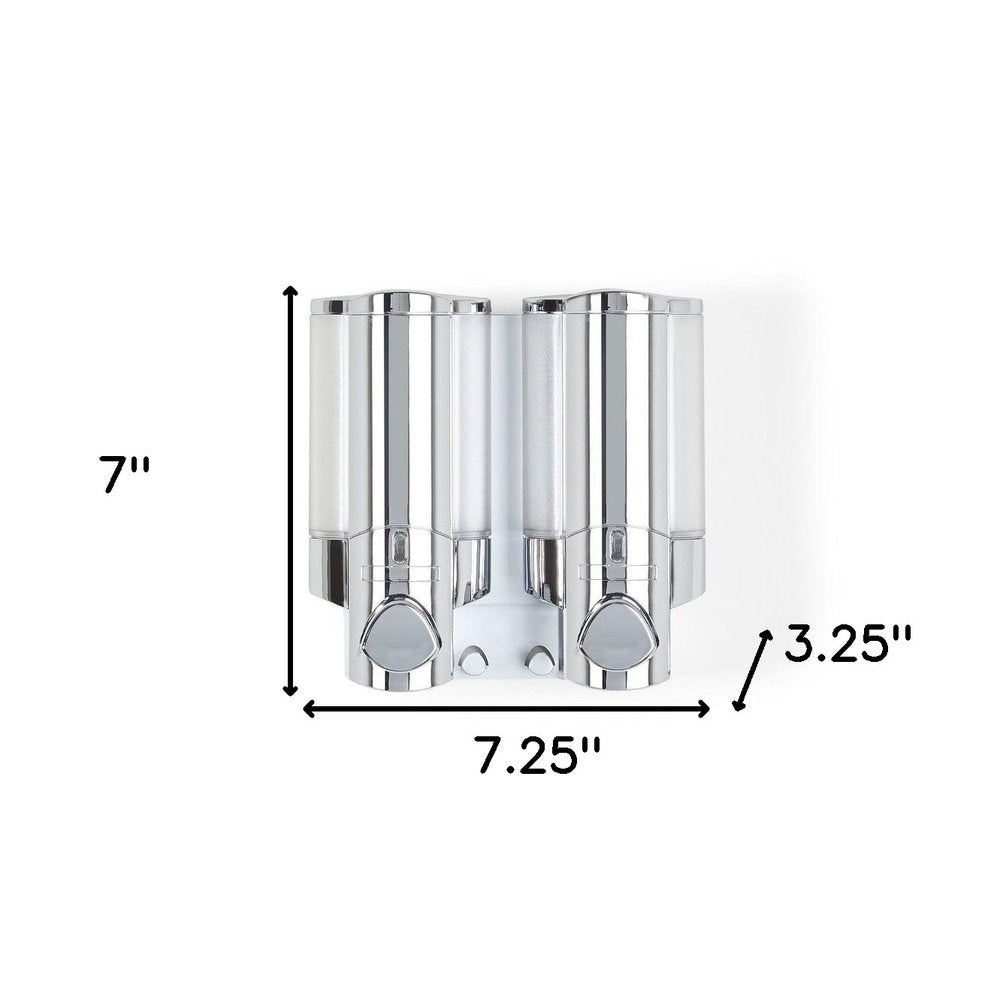 Silver Heavy Duty Plastic Two Chamber Wall Mount Soap Dispenser HomeRoots