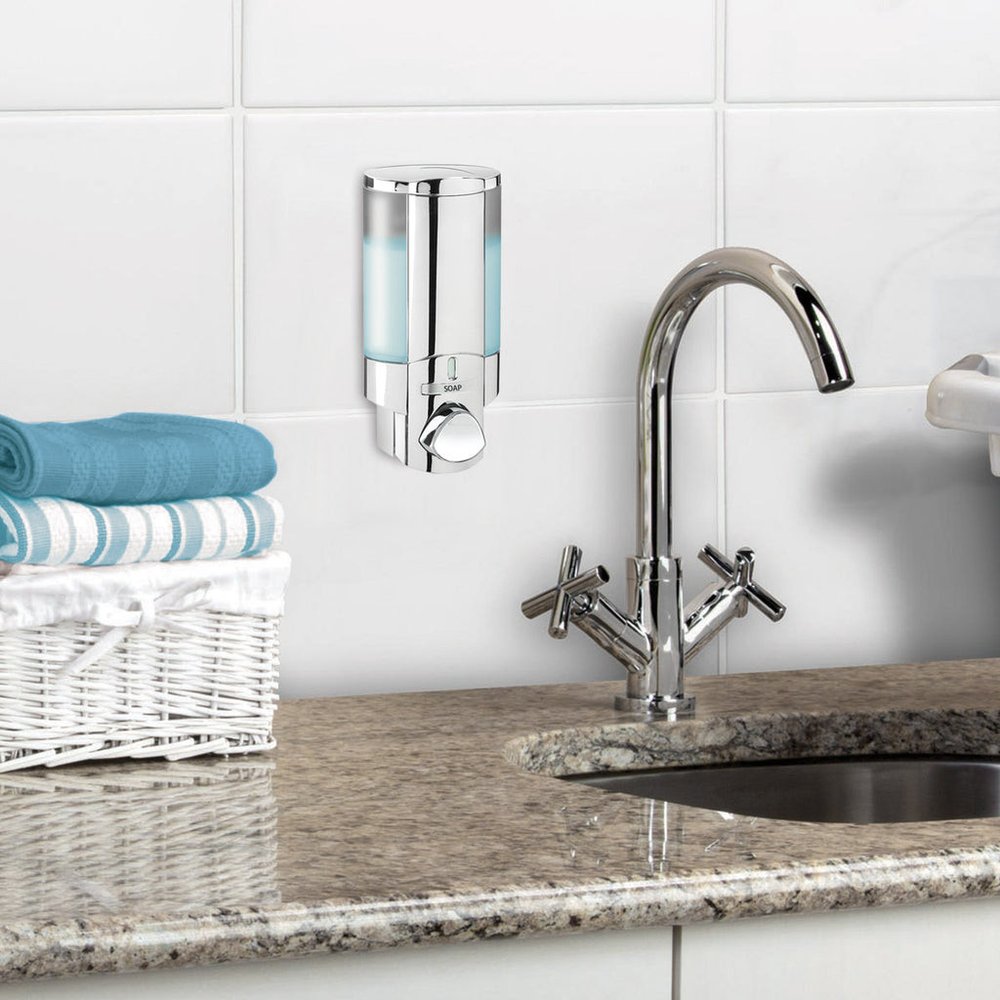 Silver Heavy Duty Plastic Wall Mount Soap Dispenser HomeRoots