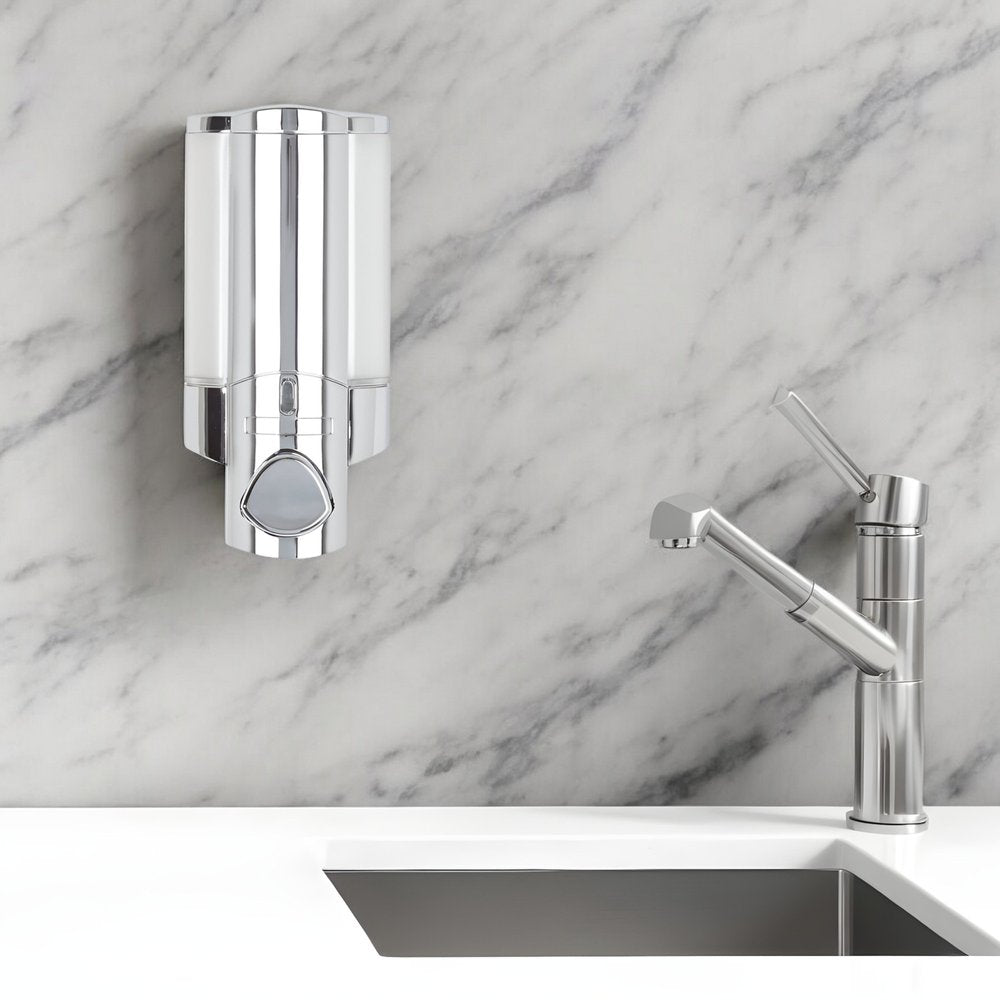 Silver Heavy Duty Plastic Wall Mount Soap Dispenser HomeRoots