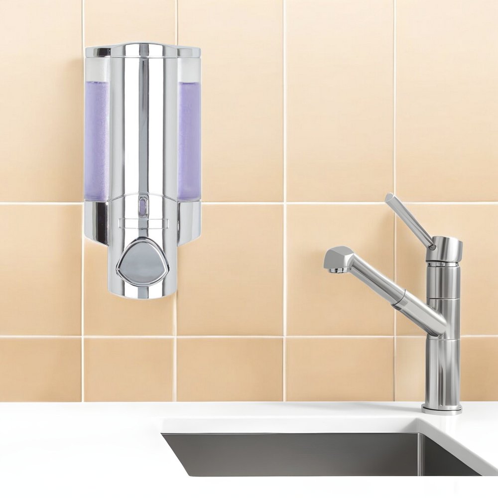 Silver Heavy Duty Plastic Wall Mount Soap Dispenser HomeRoots
