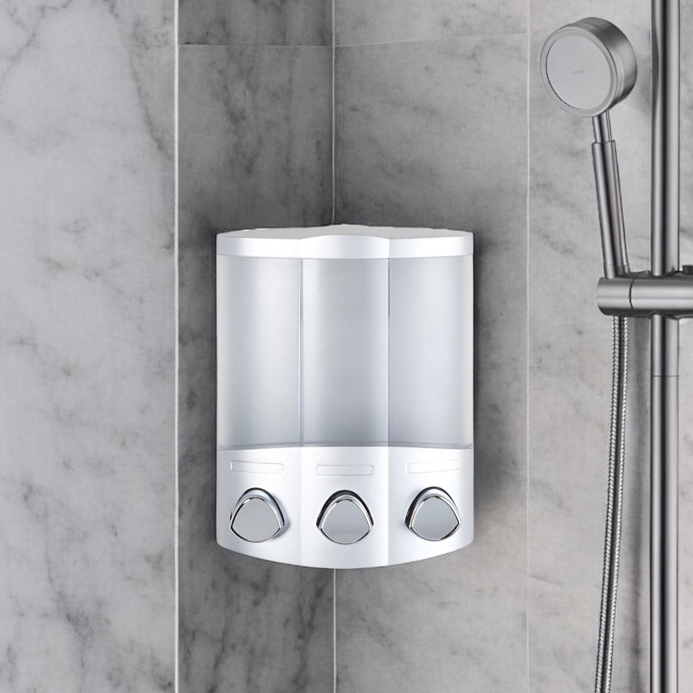 Gray Heavy Duty Plastic Three Chamber Wall Mount Soap Dispenser HomeRoots