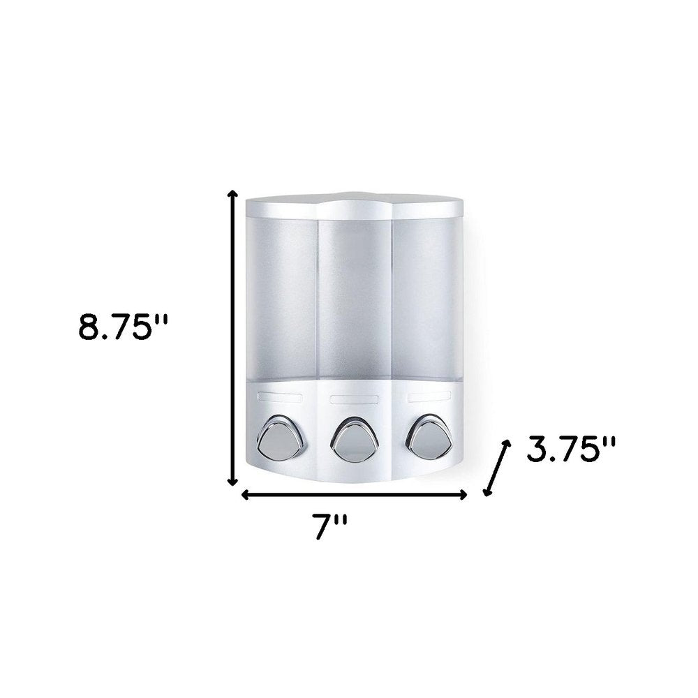 Gray Heavy Duty Plastic Three Chamber Wall Mount Soap Dispenser HomeRoots