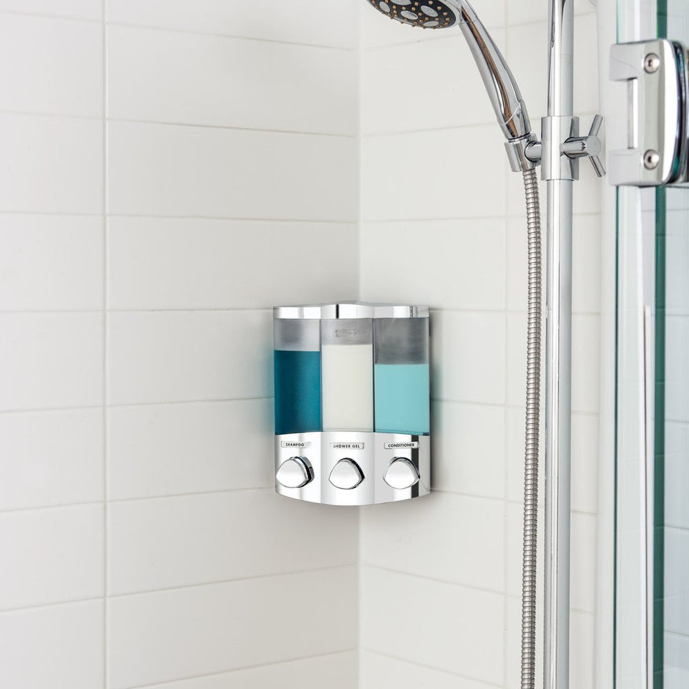 Gray Heavy Duty Plastic Three Chamber Wall Mount Soap Dispenser HomeRoots