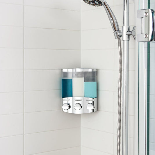 Gray Heavy Duty Plastic Three Chamber Wall Mount Soap Dispenser HomeRoots