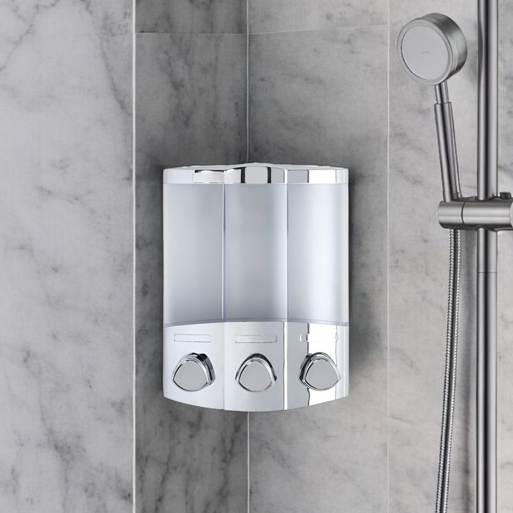 Gray Heavy Duty Plastic Three Chamber Wall Mount Soap Dispenser HomeRoots