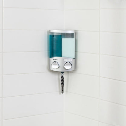 Gray Heavy Duty Plastic Two Chamber Wall Mount Soap Dispenser HomeRoots