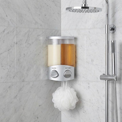 Gray Heavy Duty Plastic Two Chamber Wall Mount Soap Dispenser HomeRoots