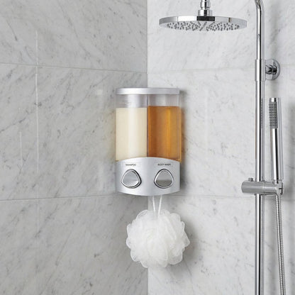 Gray Heavy Duty Plastic Two Chamber Wall Mount Soap Dispenser HomeRoots