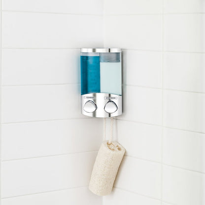 Silver Heavy Duty Plastic Two Chamber Wall Mount Soap Dispenser HomeRoots