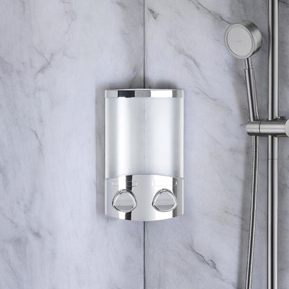 Silver Heavy Duty Plastic Two Chamber Wall Mount Soap Dispenser