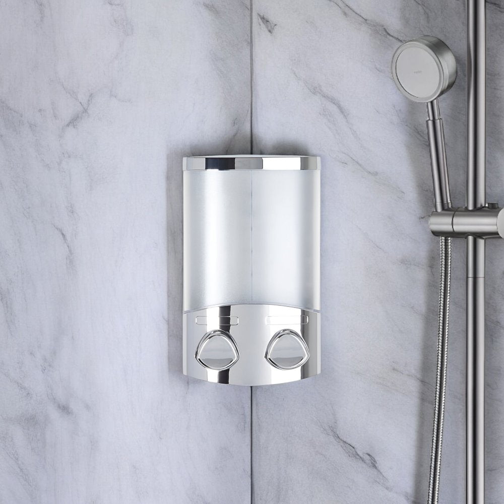 Silver Heavy Duty Plastic Two Chamber Wall Mount Soap Dispenser HomeRoots